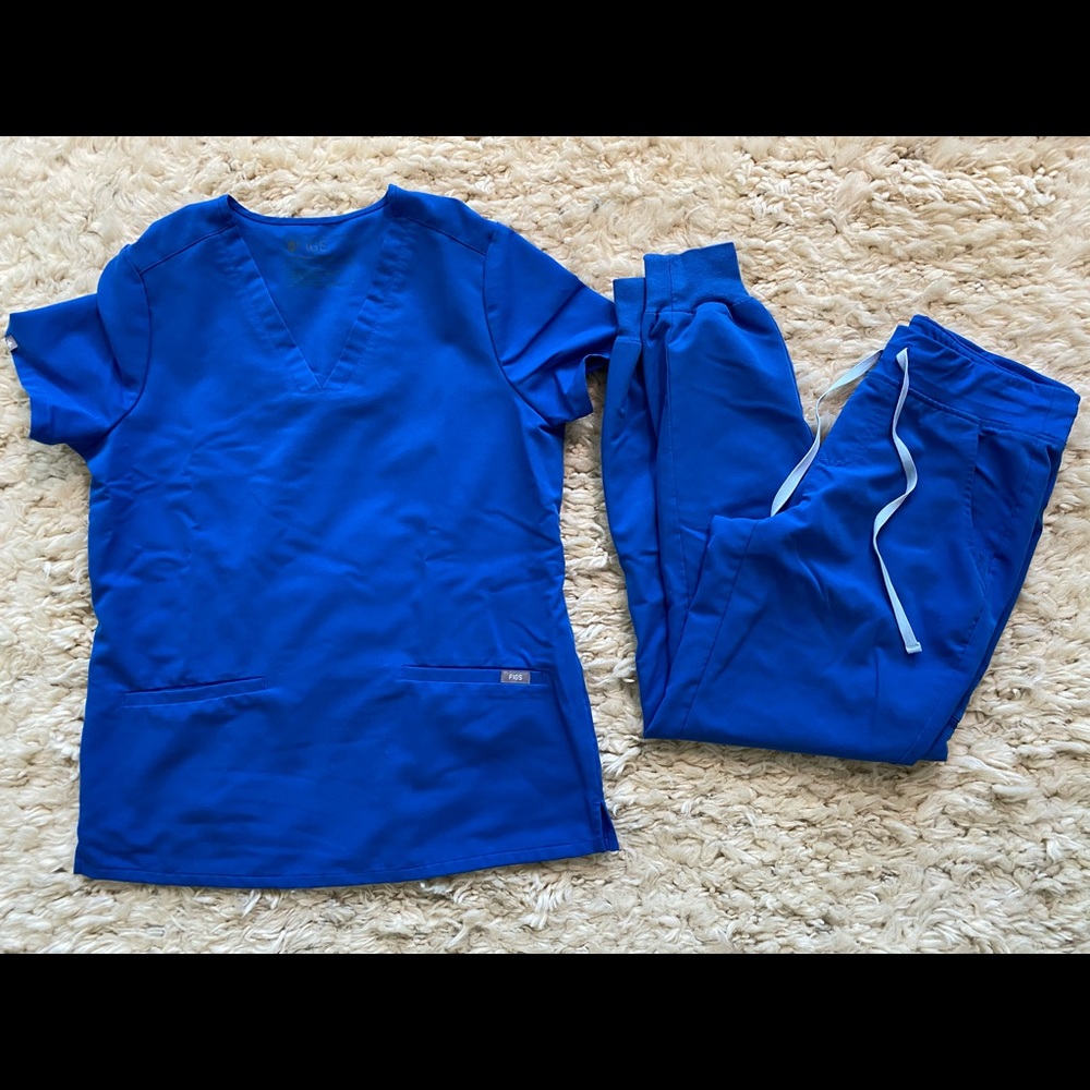 Figs Royal Blue Scrub Set